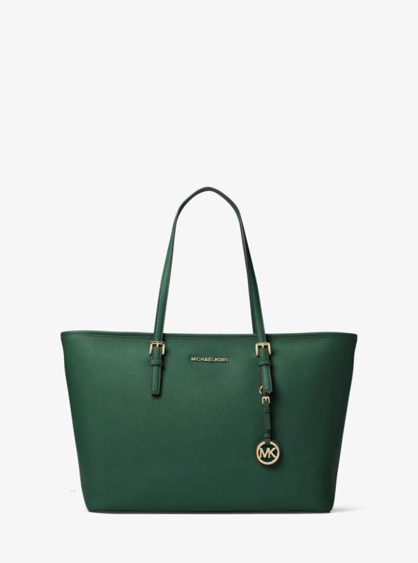 Damske Prenosná Taška Michael Kors Jet Set Medium Saffiano Leather Top-Zip Olivovo Zelená - Kabelky Michael Kors Sleva | YGZOL-9631